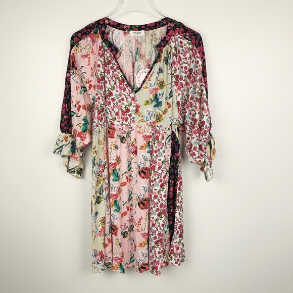 Plus Sized Mixed Floral Print Babydoll Dress - Picture 3 of 11